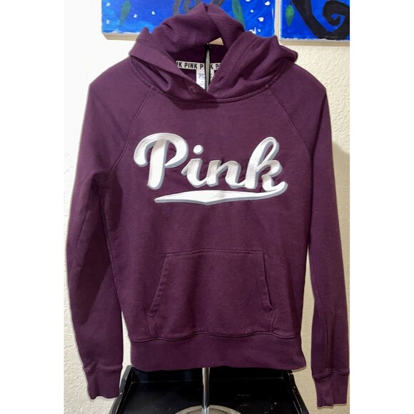 PINK Victoria's Secret Tops - PINK Victoria Secret Women's Long Sleeve Pullover Hoodie Sweatshirt Burgundy XS